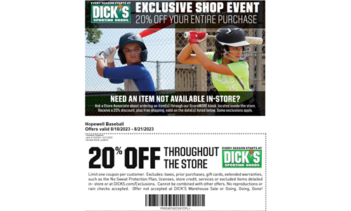 Dicks Sporting Goods Shop Weekend (20% Off)
